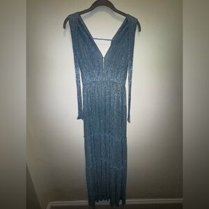 Sabina Musayev Elegant Shimmering Blue Cocktail Gown